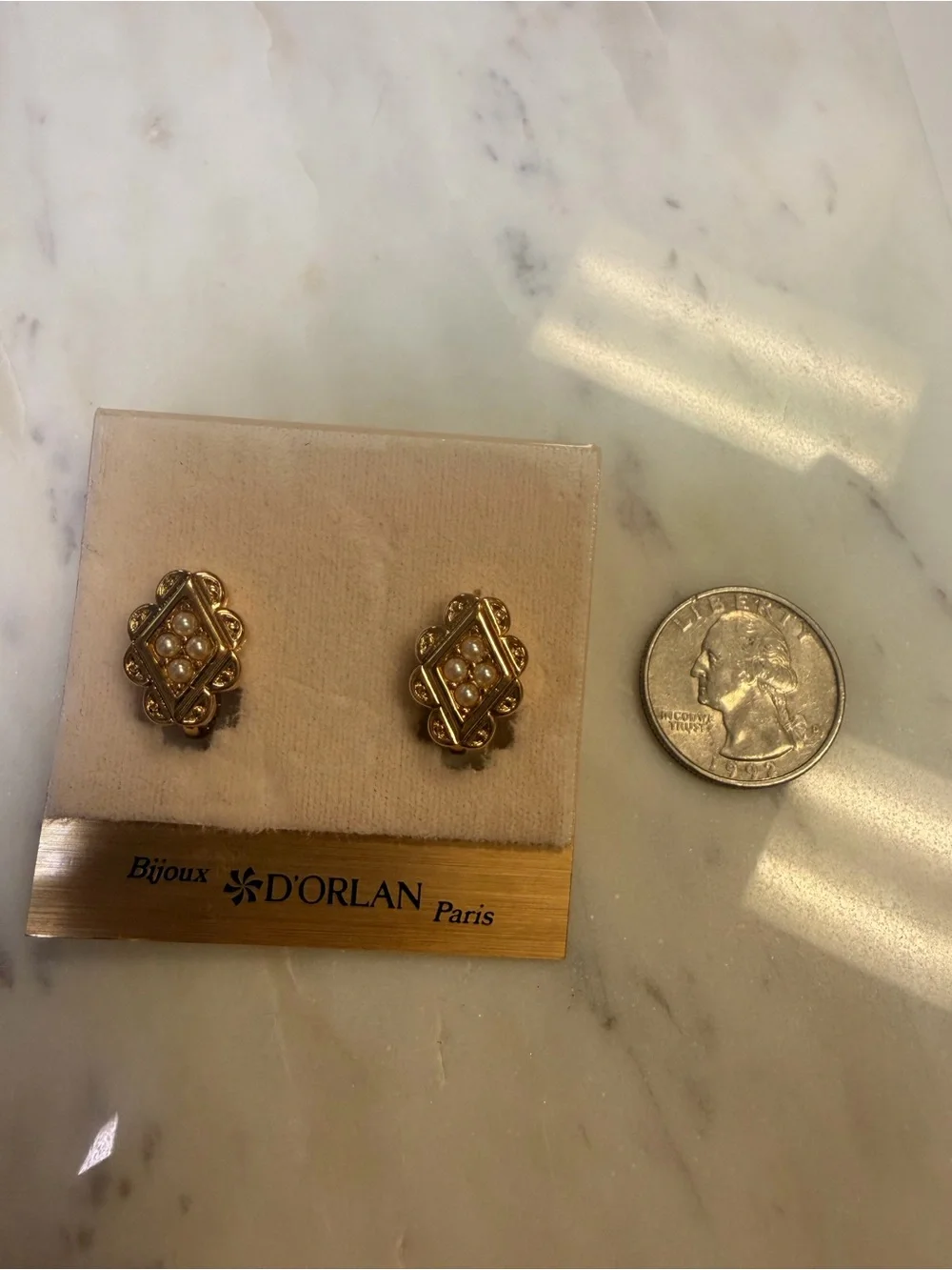 Bijoux D'Orlan Paris Gold Pearl  Earrings